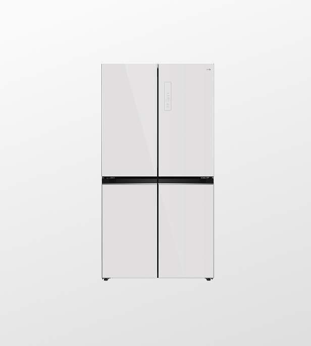 מקרר 4 דלתות מקפיא תחתון זכוכית לבן 601 ליטר